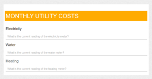 Monthly Utility Costs Form